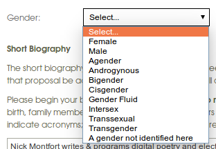 AWP's gender options