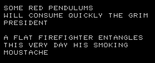 "Some red pendulums will quickly consume the grim president ..."