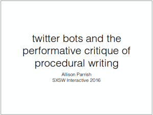 Twitter Bots and the Performative Critique of Procedural Writing