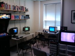 <i>Asteroids, Tempest 2000, Pitfall!</i> (for Intellivision!), <i>Air-Sea Battle,</i> and <i>Yars' Revenge</i> set up and waiting for players in the Trope Tank.