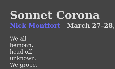Sonnet Corona, detail from a particular generated poem in the browser