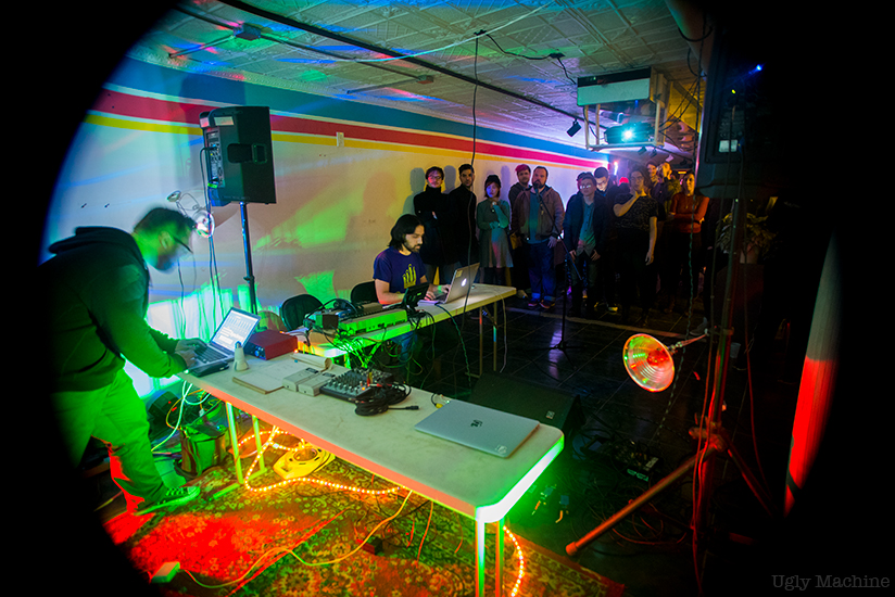 Chiptune music and livecoded visuals kick off Synchrony 2018 at Babycasles in NYC. Photo by EMi.